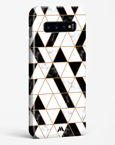 Black on White Patchwork Marble Hard Case Phone Cover (Samsung)