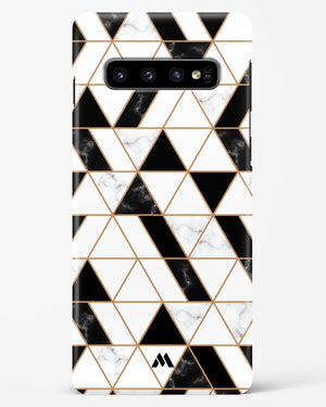 Black on White Patchwork Marble Hard Case Phone Cover (Samsung)