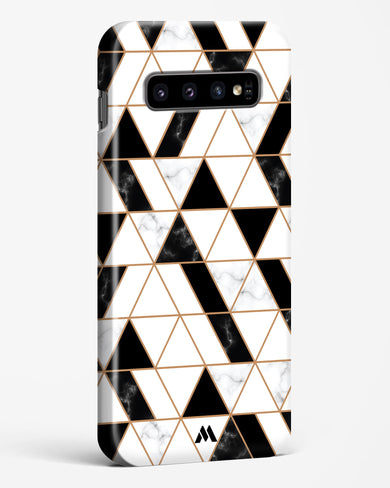 Black on White Patchwork Marble Hard Case Phone Cover-(Samsung)