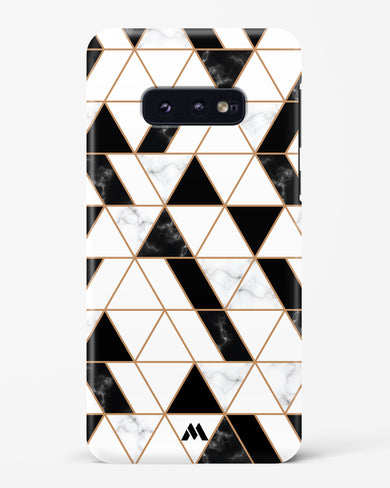 Black on White Patchwork Marble Hard Case Phone Cover (Samsung)