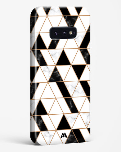 Black on White Patchwork Marble Hard Case Phone Cover (Samsung)