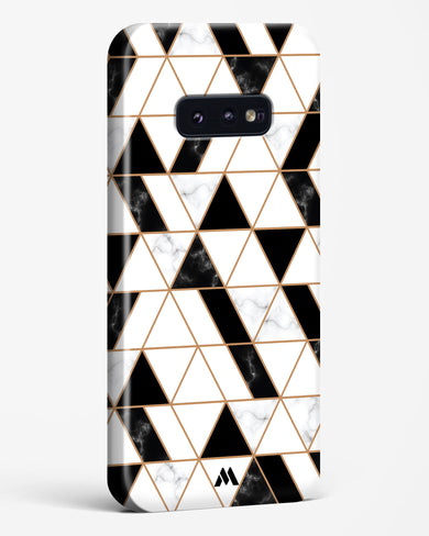 Black on White Patchwork Marble Hard Case Phone Cover-(Samsung)