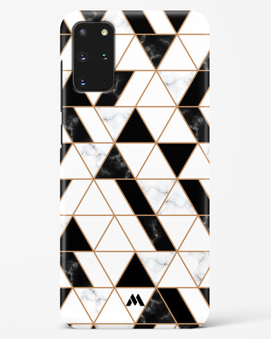 Black on White Patchwork Marble Hard Case Phone Cover (Samsung)