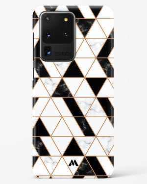 Black on White Patchwork Marble Hard Case Phone Cover (Samsung)