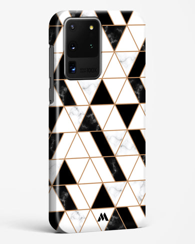 Black on White Patchwork Marble Hard Case Phone Cover (Samsung)