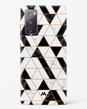 Black on White Patchwork Marble Hard Case Phone Cover-(Samsung)