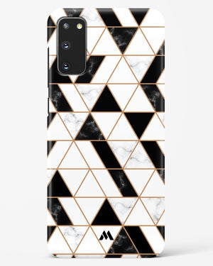 Black on White Patchwork Marble Hard Case Phone Cover-(Samsung)