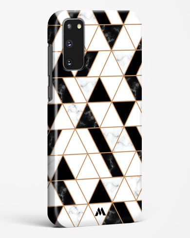 Black on White Patchwork Marble Hard Case Phone Cover-(Samsung)