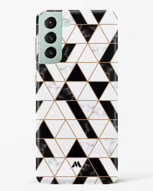 Black on White Patchwork Marble Hard Case Phone Cover-(Samsung)