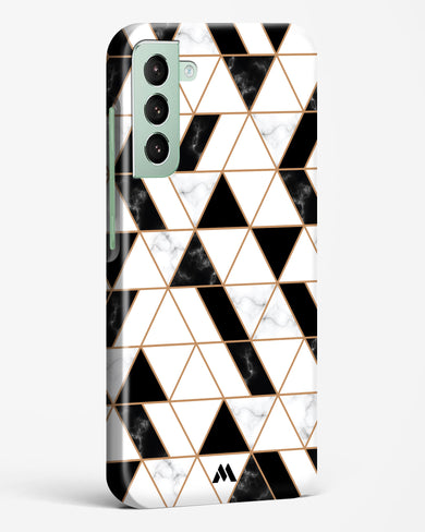 Black on White Patchwork Marble Hard Case Phone Cover (Samsung)