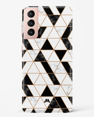 Black on White Patchwork Marble Hard Case Phone Cover (Samsung)