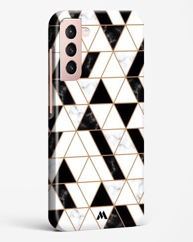 Black on White Patchwork Marble Hard Case Phone Cover-(Samsung)