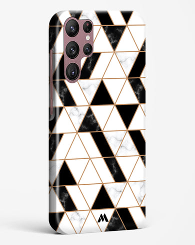 Black on White Patchwork Marble Hard Case Phone Cover-(Samsung)