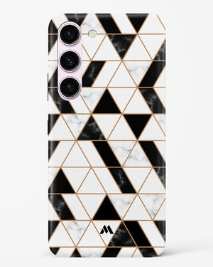 Black on White Patchwork Marble Hard Case Phone Cover-(Samsung)