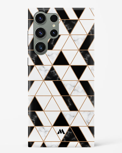 Black on White Patchwork Marble Hard Case Phone Cover-(Samsung)