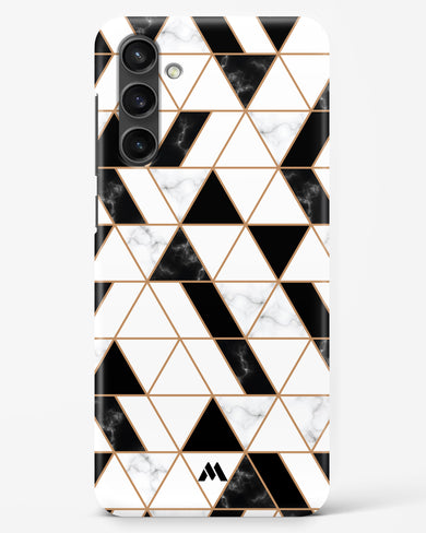Black on White Patchwork Marble Hard Case Phone Cover-(Samsung)
