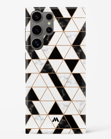 Black on White Patchwork Marble Hard Case Phone Cover-(Samsung)