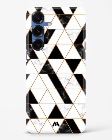 Black on White Patchwork Marble Hard Case Phone Cover (Samsung)
