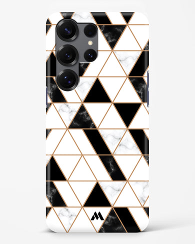Black on White Patchwork Marble Hard Case Phone Cover (Samsung)