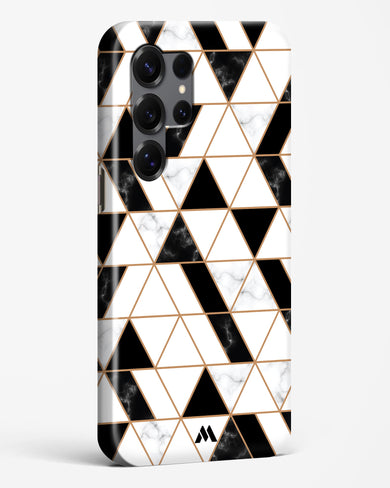 Black on White Patchwork Marble Hard Case Phone Cover (Samsung)