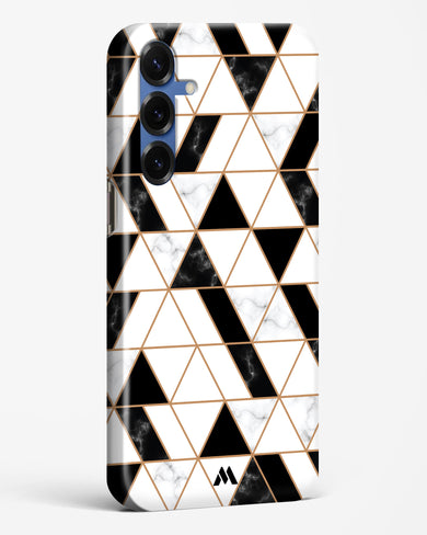 Black on White Patchwork Marble Hard Case Phone Cover (Samsung)