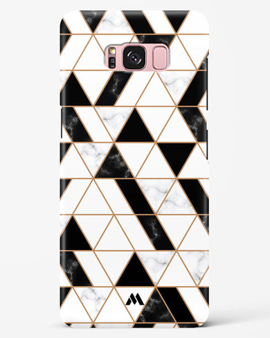 Black on White Patchwork Marble Hard Case Phone Cover-(Samsung)