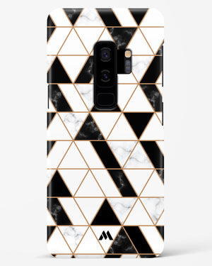 Black on White Patchwork Marble Hard Case Phone Cover (Samsung)
