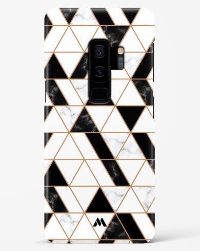 Black on White Patchwork Marble Hard Case Phone Cover (Samsung)