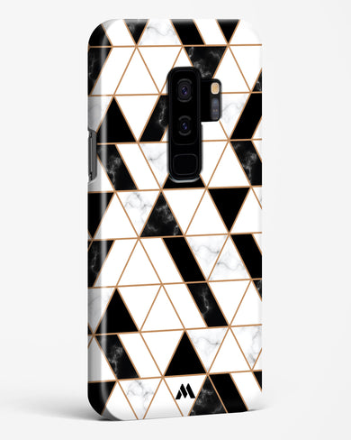 Black on White Patchwork Marble Hard Case Phone Cover (Samsung)