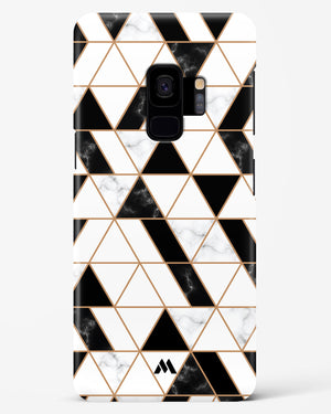 Black on White Patchwork Marble Hard Case Phone Cover (Samsung)
