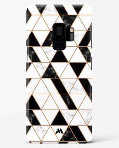 Black on White Patchwork Marble Hard Case Phone Cover (Samsung)