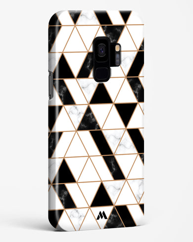 Black on White Patchwork Marble Hard Case Phone Cover (Samsung)