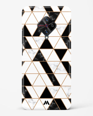 Black on White Patchwork Marble Hard Case Phone Cover (Vivo)