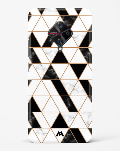 Black on White Patchwork Marble Hard Case Phone Cover (Vivo)