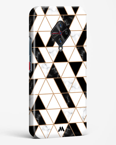 Black on White Patchwork Marble Hard Case Phone Cover (Vivo)