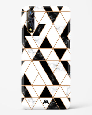 Black on White Patchwork Marble Hard Case Phone Cover (Vivo)