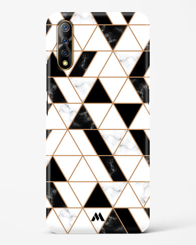 Black on White Patchwork Marble Hard Case Phone Cover-(Vivo)