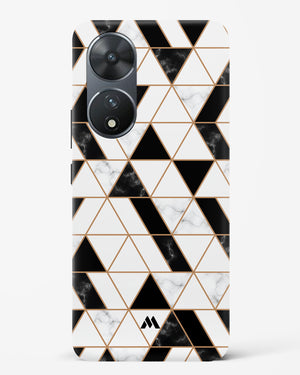 Black on White Patchwork Marble Hard Case Phone Cover (Vivo)