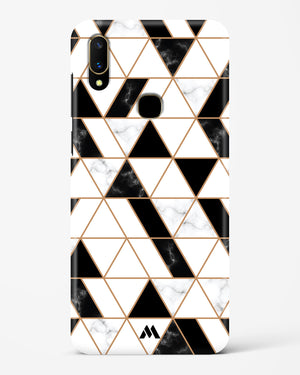 Black on White Patchwork Marble Hard Case Phone Cover-(Vivo)