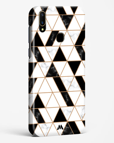 Black on White Patchwork Marble Hard Case Phone Cover-(Vivo)