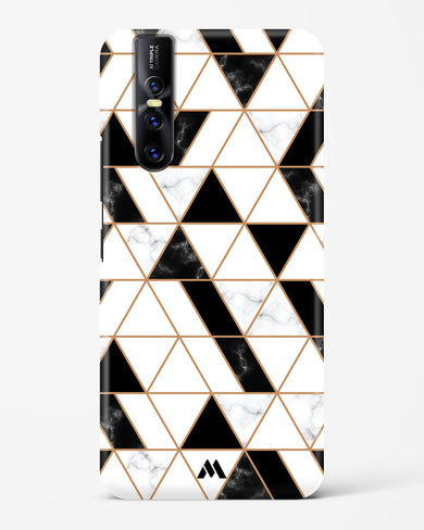 Black on White Patchwork Marble Hard Case Phone Cover-(Vivo)