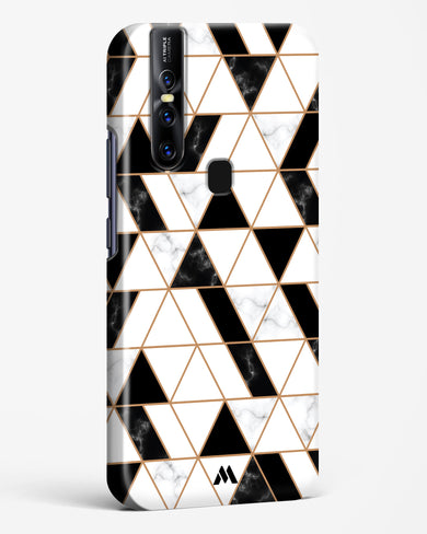 Black on White Patchwork Marble Hard Case Phone Cover-(Vivo)