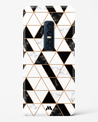 Black on White Patchwork Marble Hard Case Phone Cover (Vivo)