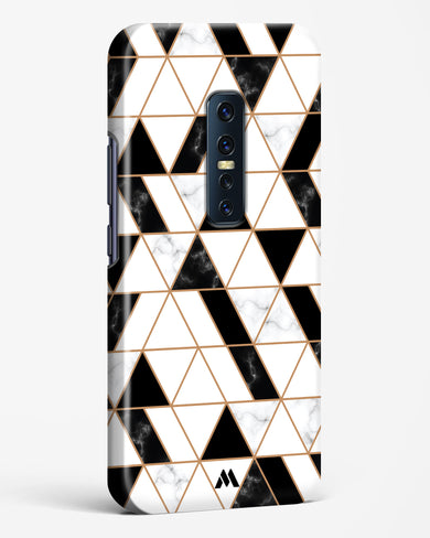 Black on White Patchwork Marble Hard Case Phone Cover (Vivo)