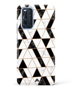 Black on White Patchwork Marble Hard Case Phone Cover (Vivo)