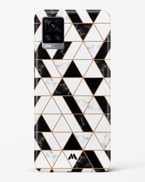 Black on White Patchwork Marble Hard Case Phone Cover-(Vivo)