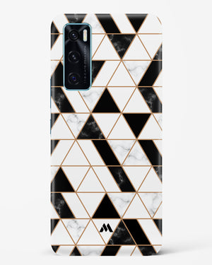 Black on White Patchwork Marble Hard Case Phone Cover-(Vivo)