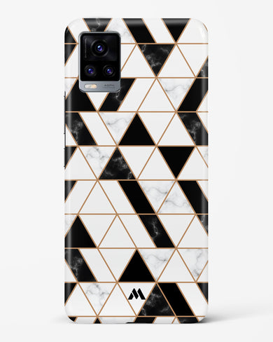 Black on White Patchwork Marble Hard Case Phone Cover (Vivo)