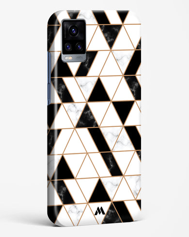 Black on White Patchwork Marble Hard Case Phone Cover (Vivo)