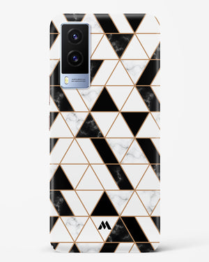 Black on White Patchwork Marble Hard Case Phone Cover (Vivo)